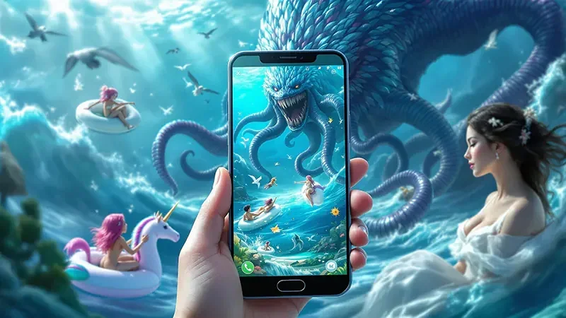 Tema bawah laut permainan tembak ikan QQNUSA di perangkat mobile